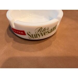 Vintage Peter Stuyvesant Milk Glass Ashtray Mid Century Bar Decor